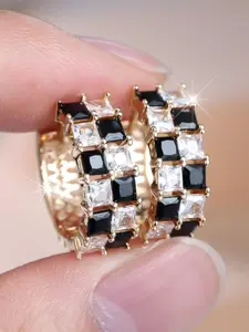 Square Checkered Design Ring Earrings, Elegant Minimalist Earrings, Fashion Jewelry for Party, Daily Clothing Decor, Trendy All-match & Exquisite Jewelry for Birthday Gift, High Quality Earrings