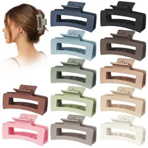 12 Pack 3.5" Medium Hair Claw Clips for Women Girls Thick Thin Hair, Strong Hold Matte Square Hair Clips