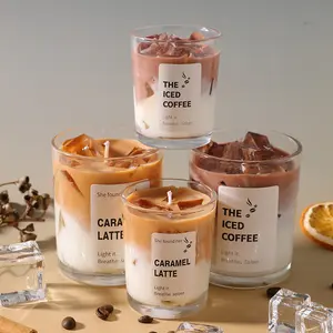 Matcha Jelly Wax Ice Coffee Cup Aromatherapy Bedroom Fragrance Smokeless Candle Romantic Atmosphere Fragrance Outdoor Camping Coconut Latte Aromatherapy Birthday Gift Decoration Scented candle warmer candles