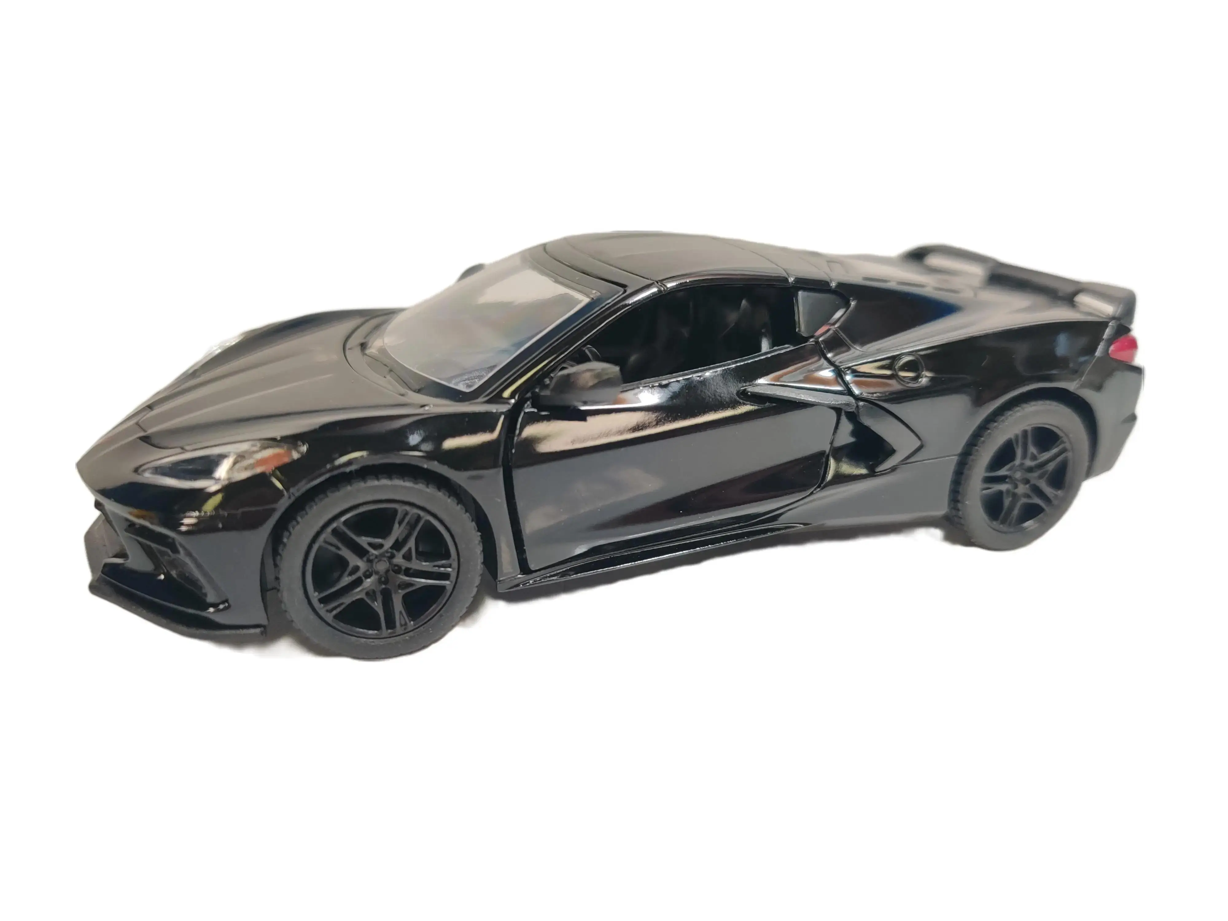 KINSMART 1:36 Scale 2021 Corvette Die-Cast Toy Car with Pull Back Action and Openable Doors, Officially Licensed, Black Color