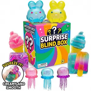 16Pcs Mystery Box Fidget Toys, Squishy Stress Relief Squeeze Toys for Kids & Adults, Sensory Toys for ADHD Autism, Random Popsicle Jellyfish Ice Cream Cube, Surprise Blind Box for Birthday Party Favors Classroom Rewards