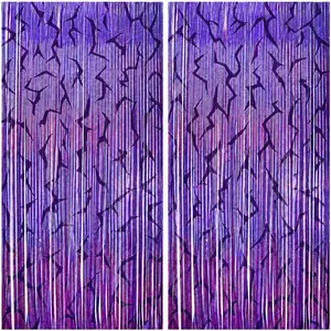 K-Style  Foil Fringe Curtains Party Decorations - 2 Pack 3.3 ft x 6.6 ft Energy  Foil Party Curtain for Girls Disco Bachelorette Party Supplies