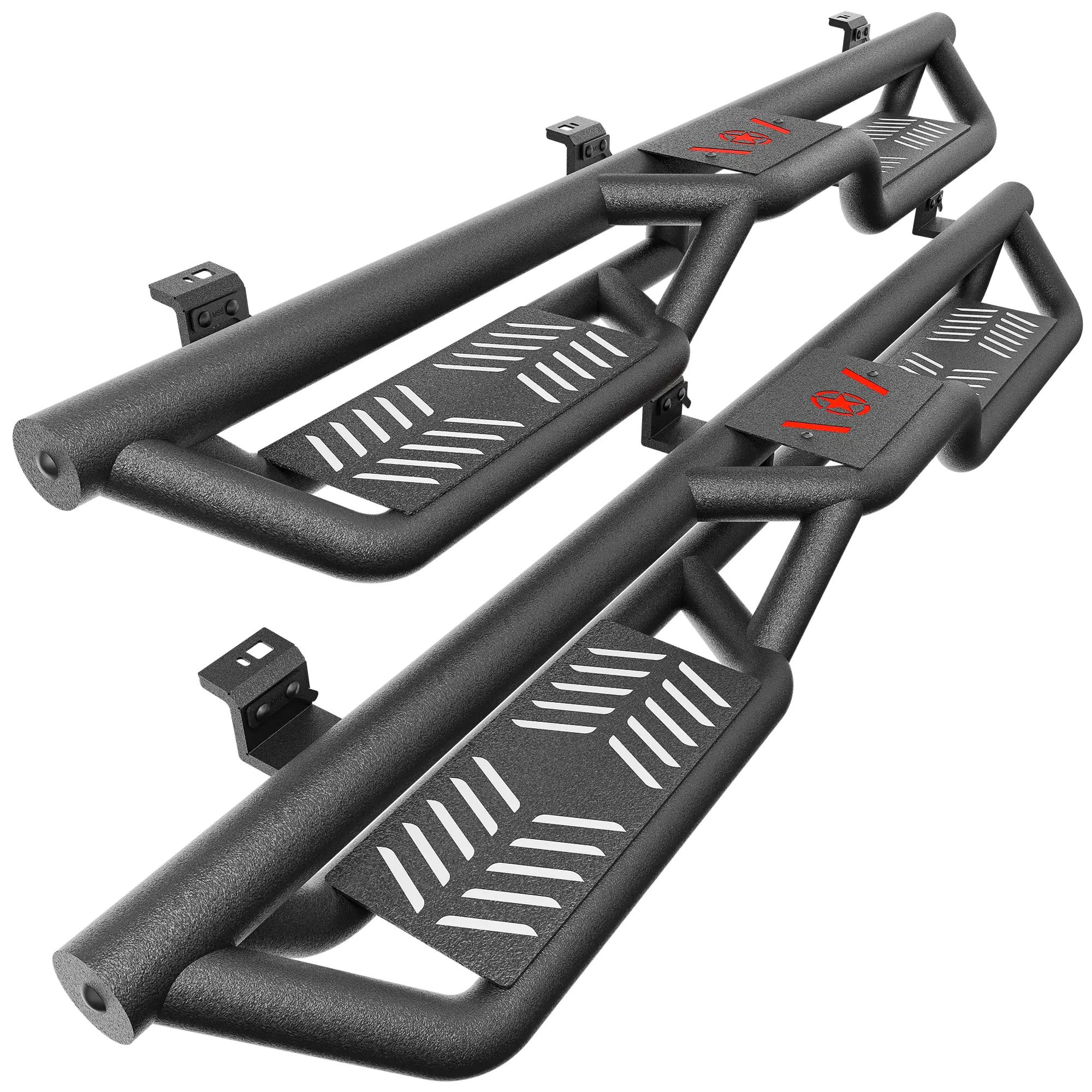 【EYOUHZ】Running Boards Compatible with 2020-2026 Ford Explorer, Heavy-Duty Steel Nerf Bars Two Stairs Design Side Steps Bolt-on Step Plates Rock Sliders Rail