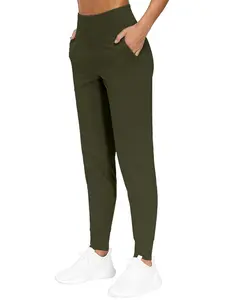 Women's High Waist Yoga Sporty Pants with Pockets, Athleisure Bottoms, Comfortable Elastic Casual Trousers for Daily Wear & Outdoor Activities, Athleisure Style Pants, Elastic Waist Activewear