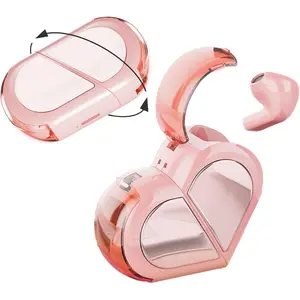 Heart-Shaped Mini Wireless Earbuds – Cute Pink & Rose Gold, Designed for Small Ears, Compatible with iPhone/Android