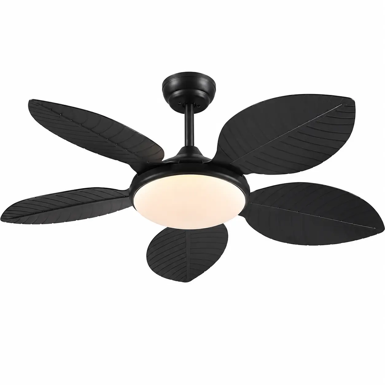 Kviflon 48 in Vintage Ceiling Fan with Light Chandelier Style Quiet Motor 5 Palm Leaf Blades Remote and App Control Adjustable LED for Living Room Cafe Hotel and Restaurant