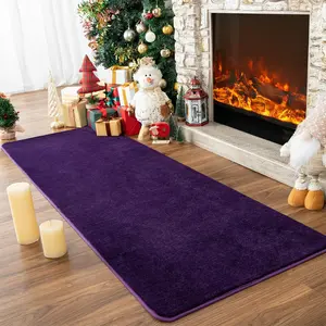 Washable Runner Rug for Bedroom Living Room, 2x6  Dark Purple Memory  Rug, Super Soft Modern Indoor Runner Carpet for Hallway Bedside  Room Girls Boys Dorm  Decor Mat
