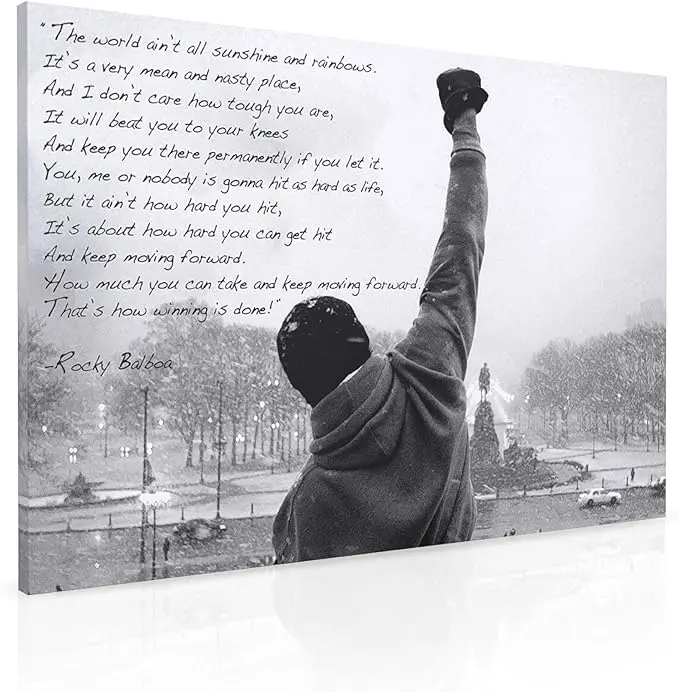 Hope Inspirational Canvas Print Motivational Quote Wall Art Boxing Office & Gym Decor for Men Ready to Hang Framed Canvas Artwork For Walls Inspirational Movie Rocky Balboa Quote
