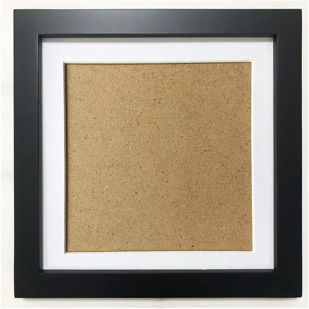 Simple Square Modern Wood Frame (5x5 in with 4x4 in Mat Opening), Plastic Panel, Wall/Table Top Display for Home Decor, Room Decor (Remove Protective Film Before Use)