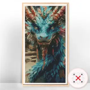Dragon Pattern DIY Cross Stitch Embroidery Kit, Embroidery Design, 1 Set DIY Cross Stitch Embroidery Kit, Embroidery Supplies, Embroidery Craft for Home Wall Decoration