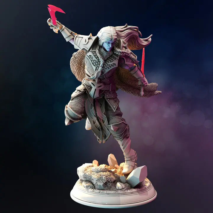 Drow Underdark Ranger Xandir 3D-Printed Resin Miniature - Character Figure Miniatures, DM Stash Home Decor Statue, 3D-Printed Resin Miniatures