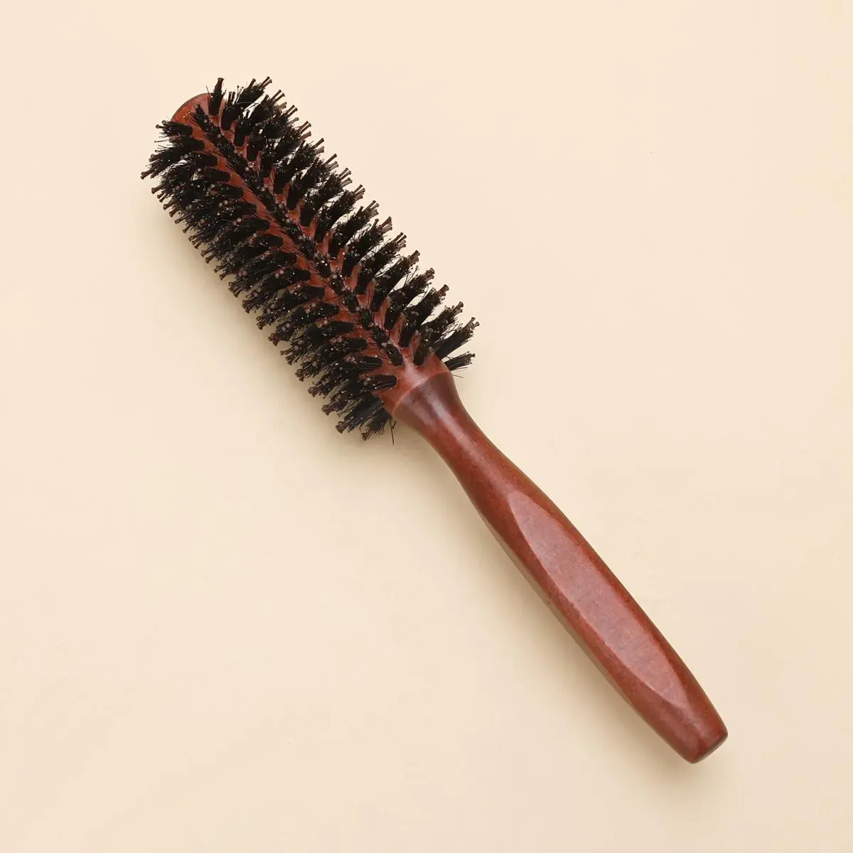 Wooden Boar Bristles Hair Brush, Round Hair Brush for Curl Hair Detailing, Scalp Massage Comb, Curly Hair Styling Tool, Professional Hairdressing Comb, Hairbrush, Salon Styling Brush, Boars Hair Brush