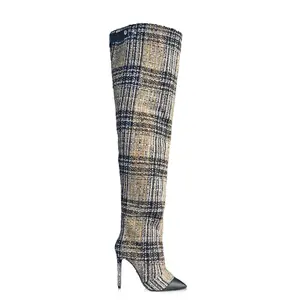 PAULINA TWEED THIGH BOOTS
