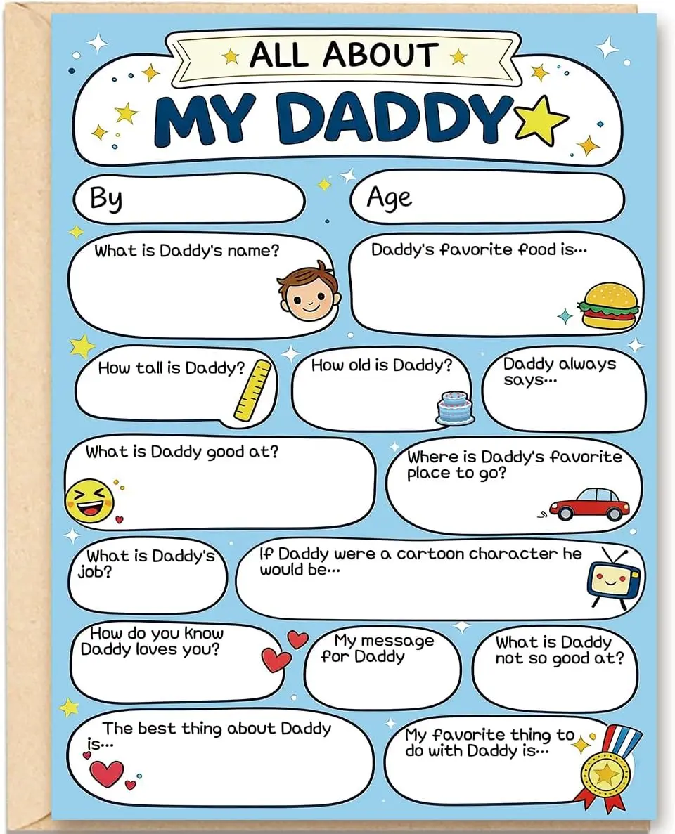 Fathers Day Card from Son Daughter Kids,Funny Daddy Gift for Fathers Day,Personalized Gift for Dad,All About My Daddy | Gift Card with Envelope