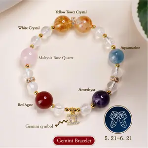 Natural Crystal Gemini Bracelet Zodiac Luck & Fortune Healing Bracelet