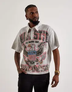 Mens Majestik Eagle Rhinestone Polo Shirt
