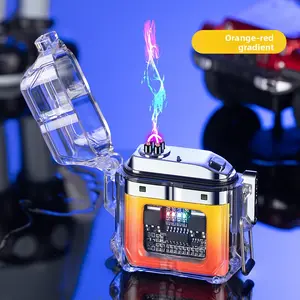 Transparent shell waterproof electronic pulse lighter, outdoor windproof lighter, waterproof dual arc lighter