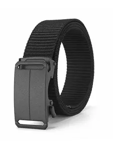Men's Nylon Automatic Buckle Tactical Belt, Youth Casual Military Style Durable Leather Belt, All Seasons Wear, Plain Pattern