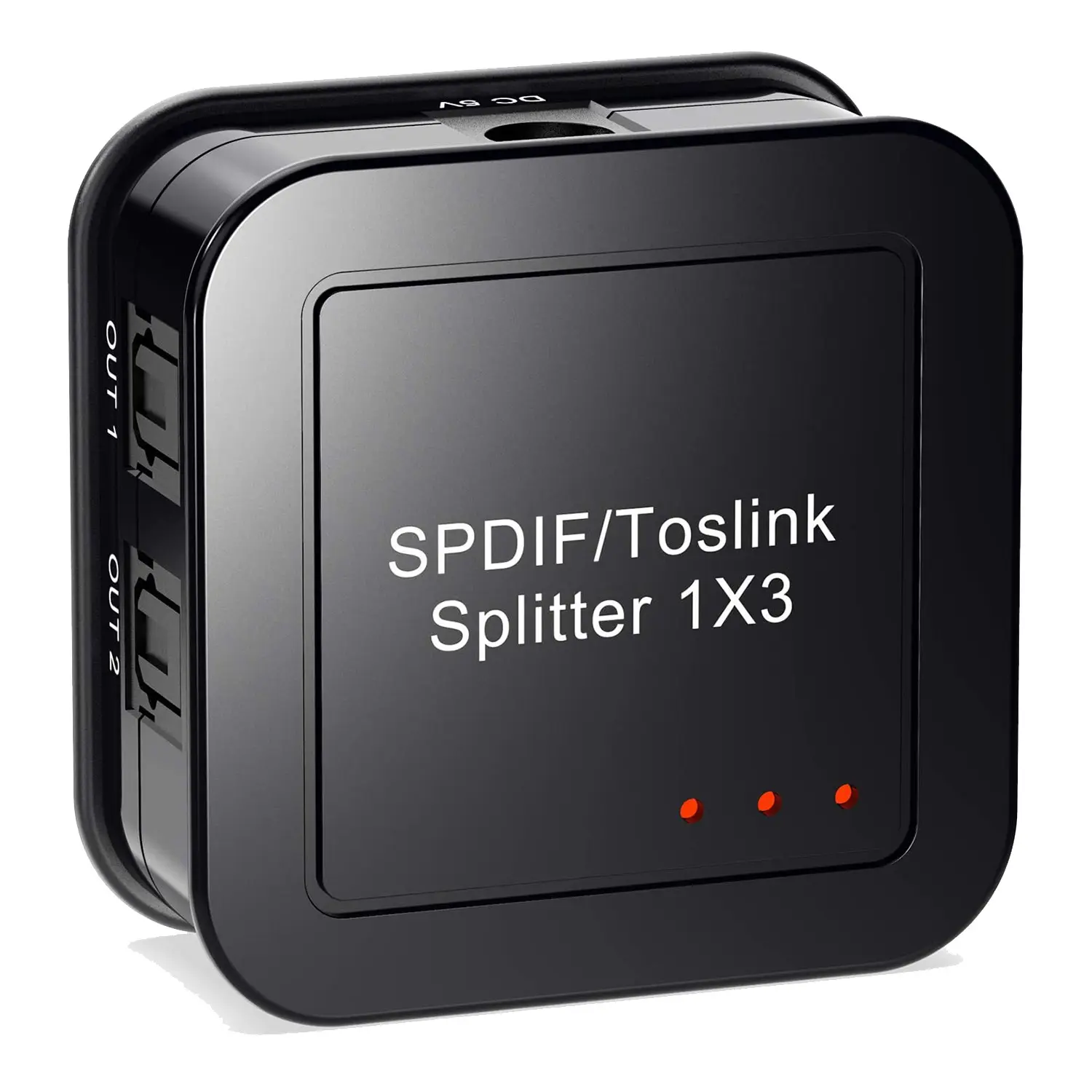 1x3 Digital Optical Audio Splitter - SPDIF TOSLINK Fibre Optic Cable Adapter with Optic Connector, 1-In-3-Out Stereo Support, USB-Compatible for Blu-Ray DVD/HDTV, Memory-Enabled for Sports & Outdoor Ab Training