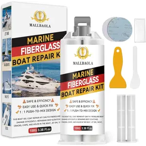 Fiberglass Repair Kit for Boats, Gel Coat Repair Kit, Epoxy Filler for Fixing Holes, Chips and Deep Cracks, Suitable for Fiberglass, Acrylic, Porcelain (White)