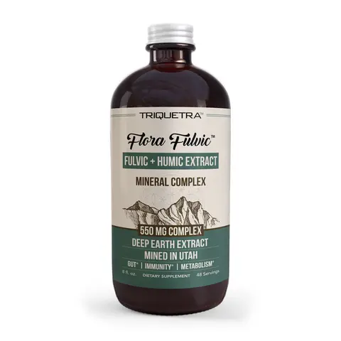 Flora Fulvic | Natural Trace Mineral Complex with Fulvic Acid & Humic Acid – 550 mg, Mined in Utah, Supports Gut Health & Digestion – 8 fl oz
