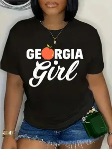 100% Cotton Georgia Peach Girl Funny Vintage T-Shirt