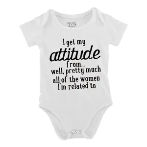 I GET MY ATTITUDE FROM Baby Bodysuit Funny Babys Short Sleeve Onesies Romper for Infant Newborn Boys Girls Soft Casual Outfit with Snap Closures for Easy Diaper Change