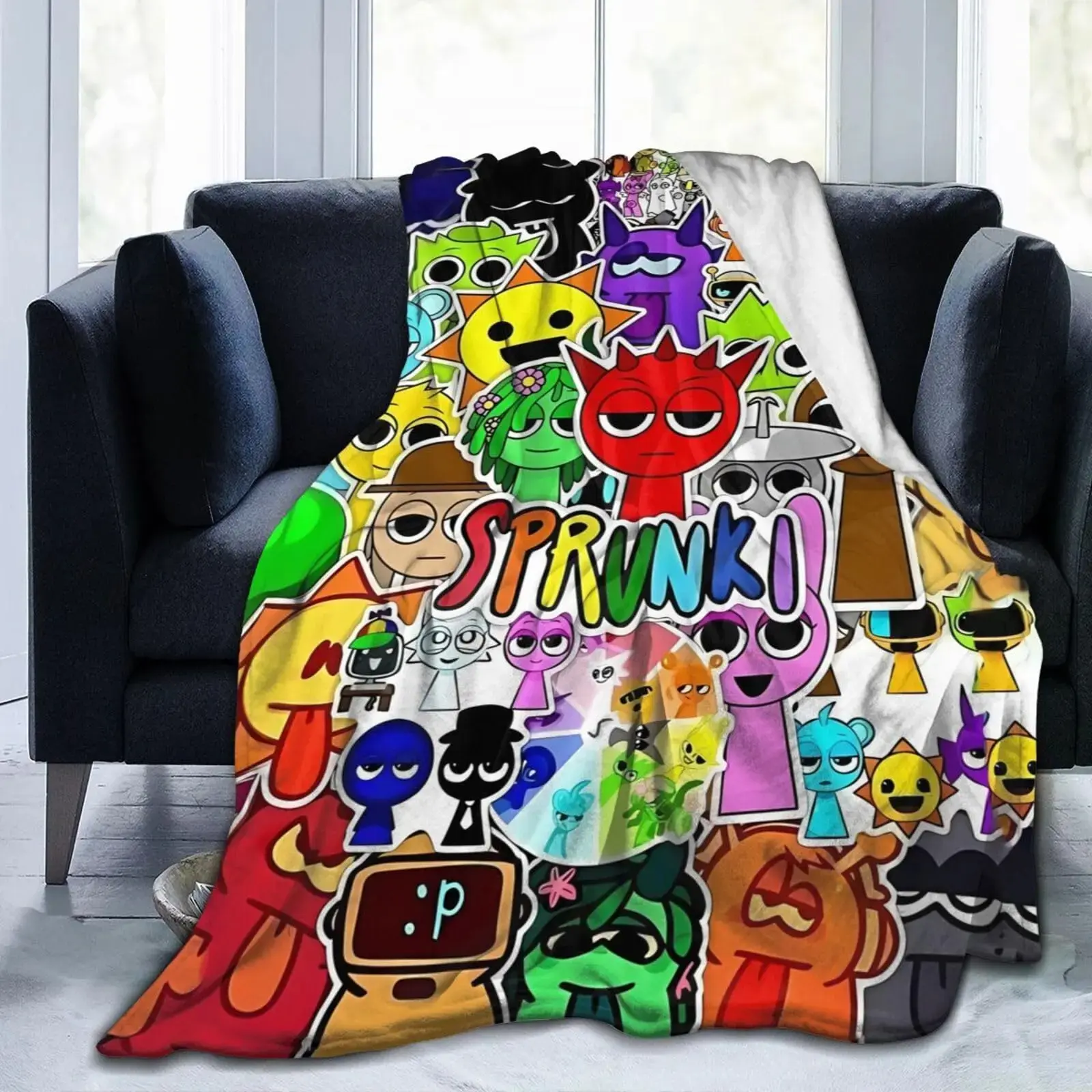 Sprunki Blanket Cute Blanket Warm Throw Blanket for Living Room Bedroom Bed Sofa Car