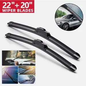 22" & 20" Front Windshield Wiper Blades J-HOOK Bracketless OEM Quality Jointles