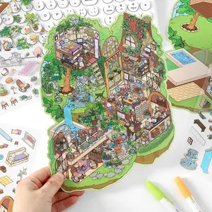 Micro House Series Sticker, 8 Sheets/bag (2 Style×4 Sheets) DIY Decorative Sticker, Birthday Holiday Gift for Friends, Stickers Kit