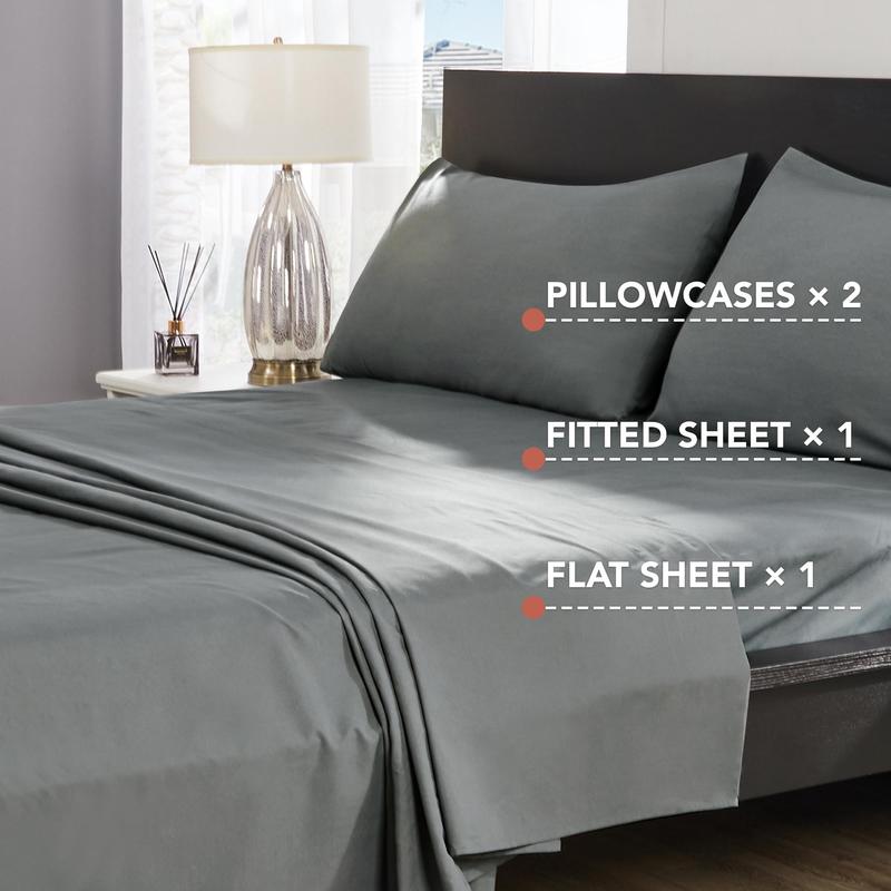 Deconovo Bedding Sets, Modern Bedding Sets, 1 Fitted Sheet, 1 Flat sheet & 2  Pillowcase cases, Soft Comfy Bedding Set, Bedroom Accessories