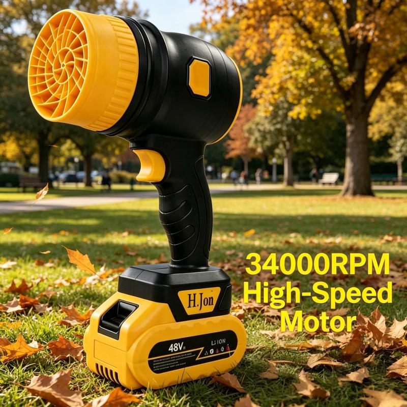 Cordless leaf blower, brushless dust collector, 3400 rpm, handheld electric dust collector for household cleaning, automobiles, outdoor use 21V mini dry blower fan, (tool only) US standard two plug