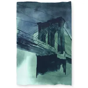 Begin Home Decor C1DCTXLWQPS0UO Abstract View of Brooklyn Bridge Twin Size Extra Long Duvet Cover - Contemporary