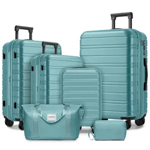 Luggage Sets 6 Piece with Duffel Bags, Hardside Expandable Suitcases with Spinner Wheels, Misty Blue
