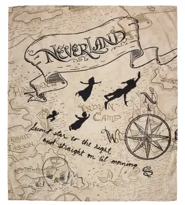 Disney's Peter Pan Neverland Map Compass Tapestry for Bedroom Wall Hanging for Living Room Dorm Home Decor 40"x35"