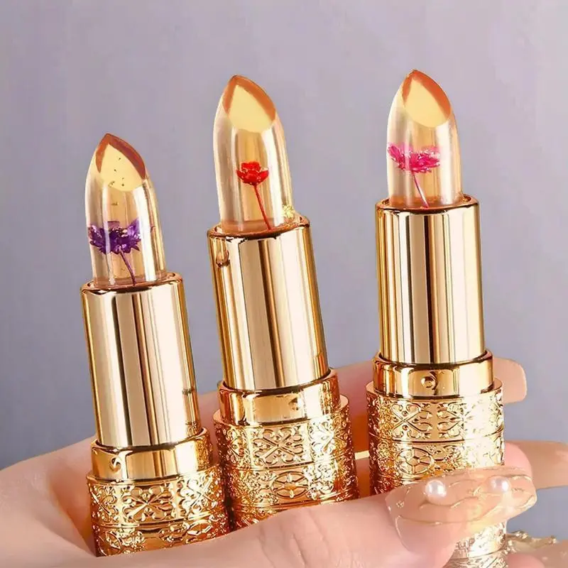 Color Changing Petal Jelly Lipstick - Women's Moisturizing Lip Care Cosmetic with Hydrating Lip Stain, Oil-Free Long-Lasting Glossy Finish, Daily Use - 01 Joyful Rose, Glaze, Makeup, Blend, All Skin Types, Single Item, 24 Months, Box