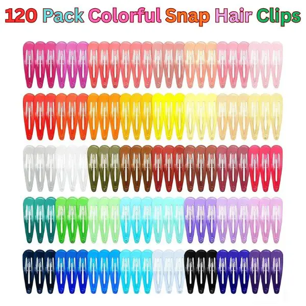 Female 120-Pack 2-Inch Non-Slip Plain Metal Snap Hair Clips, Bulk Assorted Candy Colors, Daily Hair Accessories, Mother's Day Gifts, Clip Hair Clips, Metal Hair Clips Barrettes