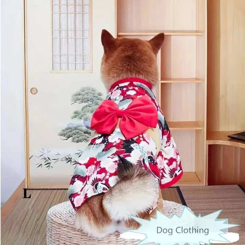 Spring Summer Clothes Cat Dog Japanese Style Pet Clothing Kimono for Small Medium Dogs Shiba Inu Corgi Puppy Costume Outfit