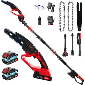 2-in-1 Cordless Pole  for Tree Trimming, 800W Brushless 6 Inch Mini , Lightweight Tree Trimmer with 2x 21V  & Extension Pole for High Tree Pruning & Yard Work (DZJ3028)