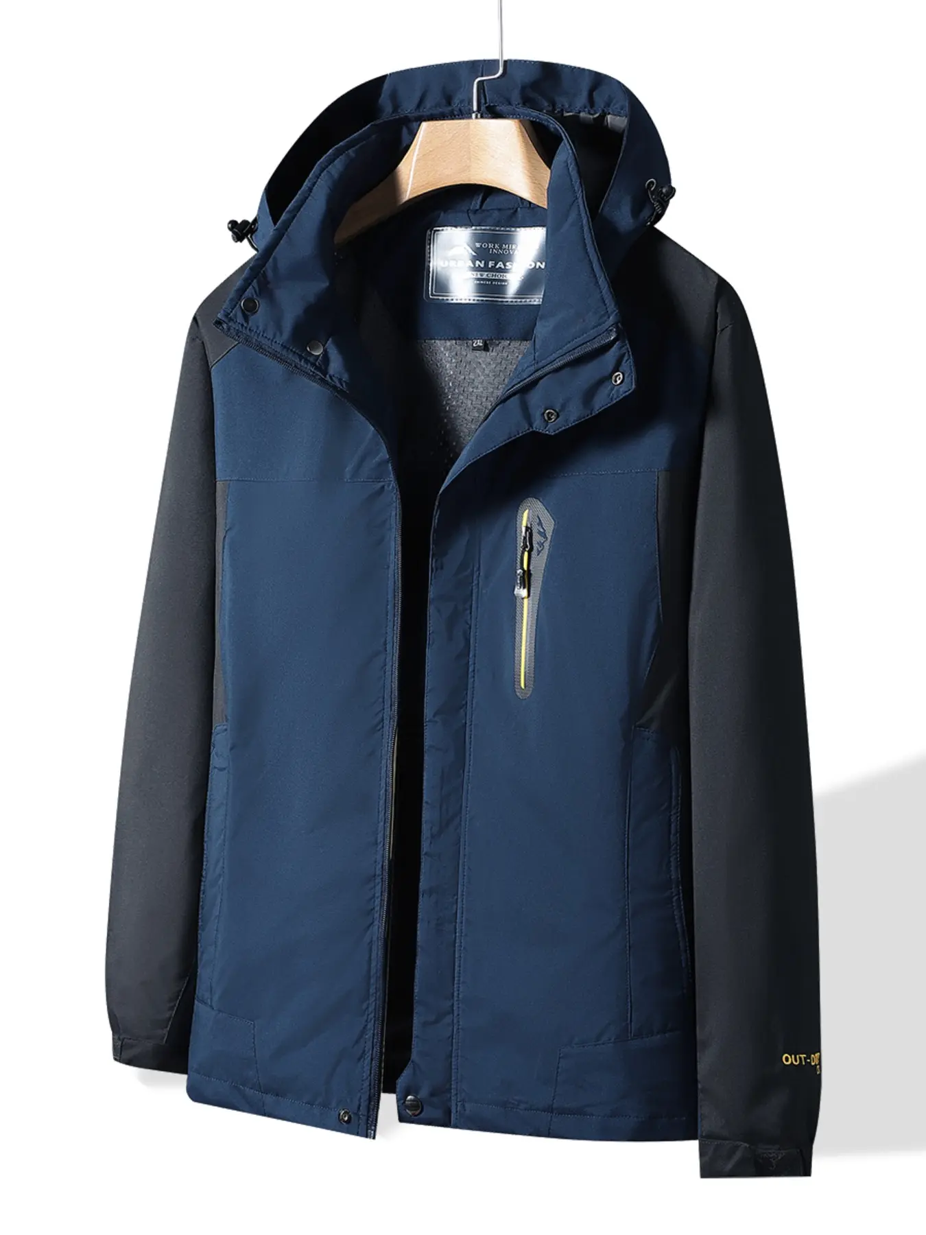 Men's Casual Outdoor Hooded Jacket with Water-Resistant Fabric, Tear-Resistant Breathable Material for Hiking Fishing Work, Ideal for Fall and Spring Adventures