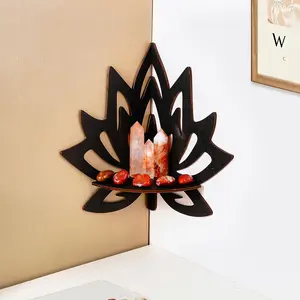 Creative Flame Design Wall Shelf, Crystal Candle Holder Display Corner Stand, Indoor Home Wall Decor Storage Rack