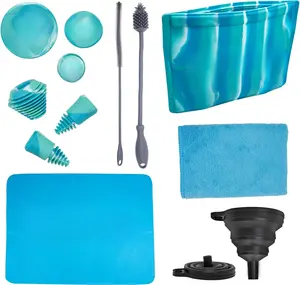 Glass Cleaning Kit -   Accessories - Complete Kit to Clean your , Just Add Cleaner -  Soaker Bag, Brushes, Mat, Caps & Plugs, Funnel, & Microfiber Towel