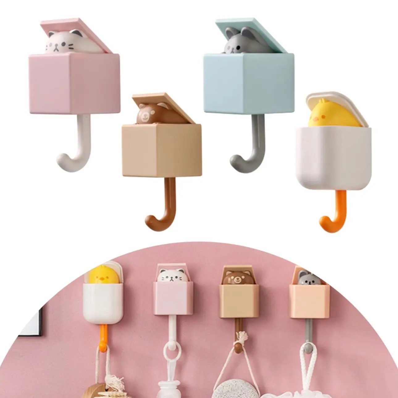 Adorable Pet Hooks (4 Pack) Organiser Plastic Set Waterproof Kitchen