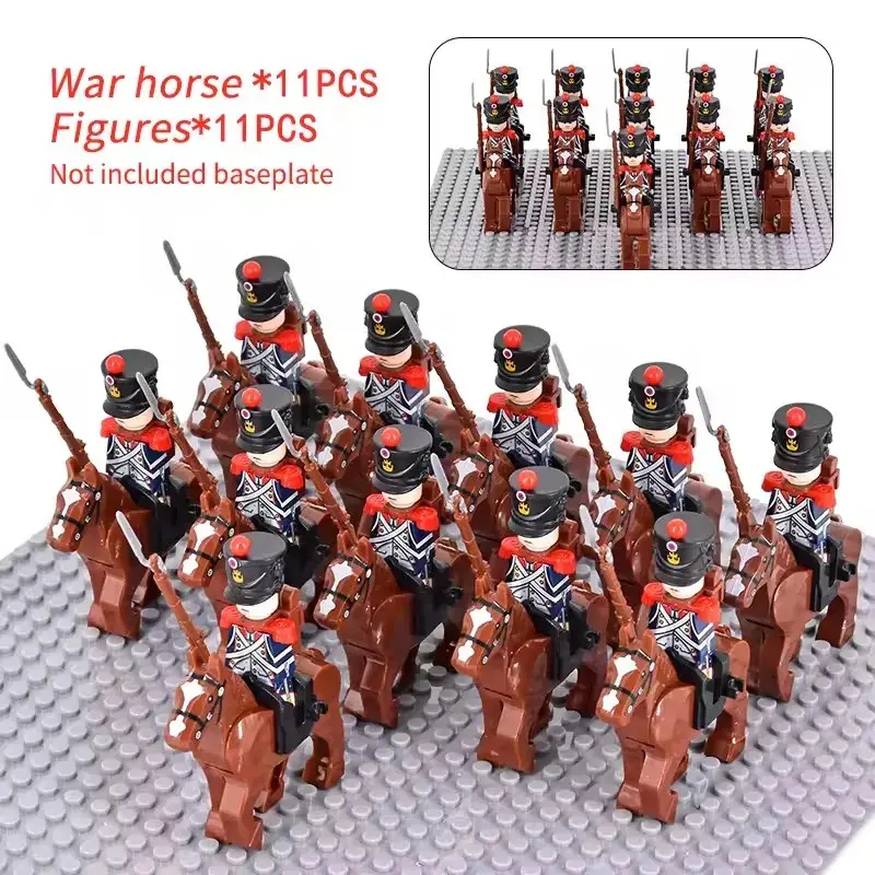 10pcs Napoleonic Wars Military Soldiers Building Blocks WW2 Mini Figures French British Fusilier Rifles Weaponc Toys For Kids