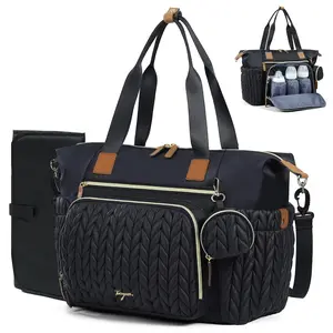Diaper Bag Tote, Large Diaper Bags ,  Bag for Labor Delivery,  Bag with Pacifier Case, Travel Diaper Tote with Changing Pad, Black