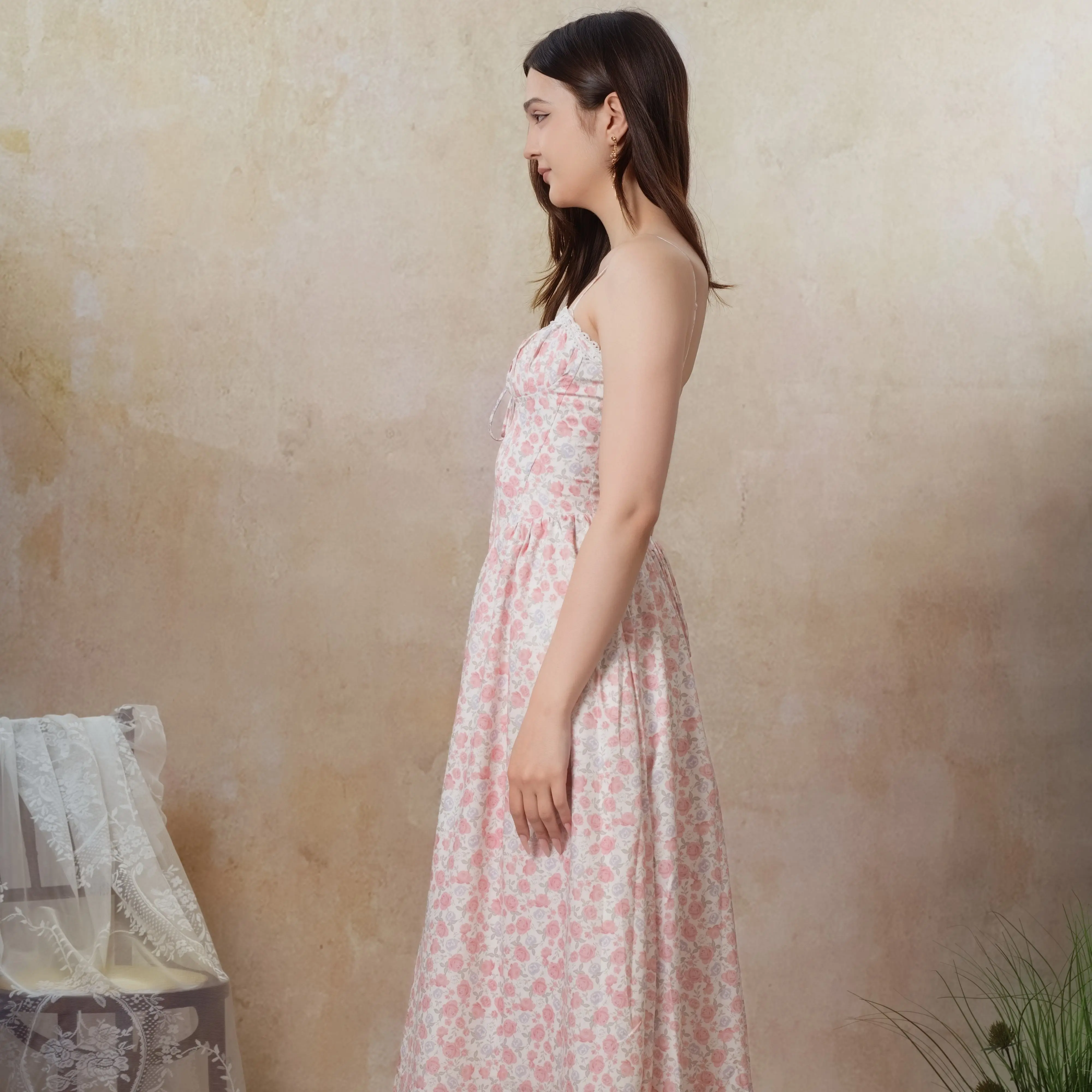 Lavender Breeze Slip Dress-floral midi summer slip flowy dress cute dress  romantic dress soft girl outfit cottagecore dress vintage floral aesthetic  outfit ruched bust - TikTok Shop