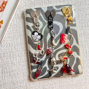 Dark Romance E-Reader Charm Kindle Accessory with Triple Moon Pendant & Multicolor Gemstone Decor Non Tarnish Jewelry for Fans