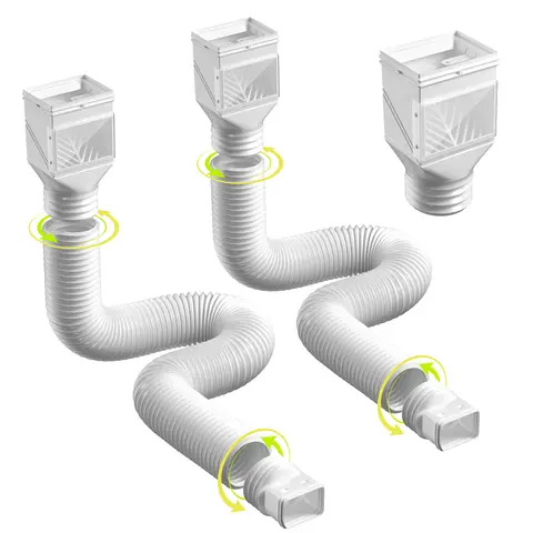 2-Pack Flexible Rain Gutter Downspout Extension, Plumbing Drainage Accessory with Cleanout Window, Leaf Filter, Connector, 21"-68" Adjustable Drain for Garden Irrigation, Lawn Rainwater Channeling
