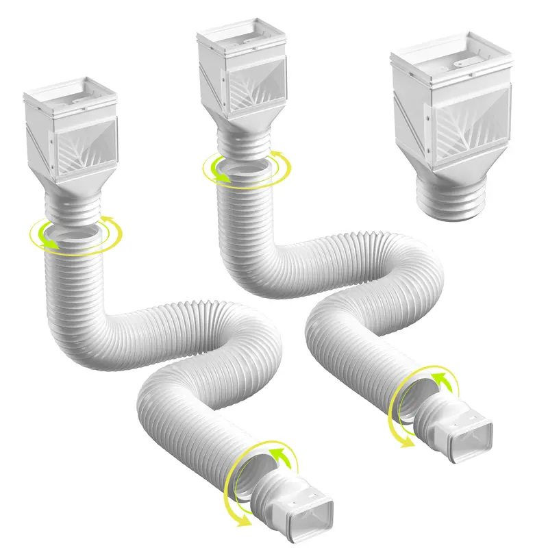 2-Pack Flexible Rain Gutter Downspout Extension, Plumbing Drainage Accessory with Cleanout Window, Leaf Filter, Connector, 21"-68" Adjustable Drain for Garden Irrigation, Lawn Rainwater Channeling