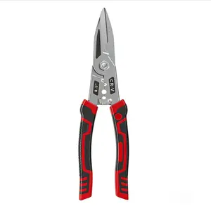 GJANSH Professional Multi-Functional 5 in 1 Tin Snips, CR-V Steel Industrial Grade Metal Shears for Sheet Metal, Wire & Cable Cutting, Must-Have Tool for DIY & Renovation